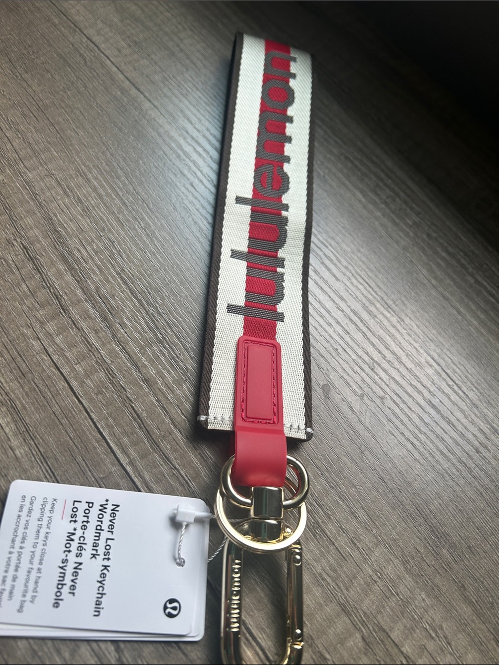 lululemon athletica Red and Cream Keychain Wrist Strap